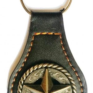 WHOLESALE LOT 10 FANCY STAR BROWN LEATHER KEY FOBS