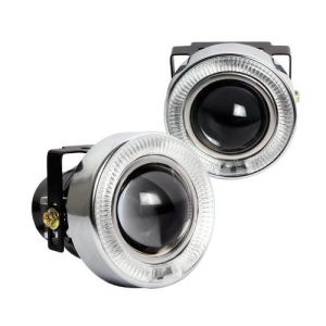 3 UNIVERSAL LED HALO PROJECTOR SUPER WHITE 55W FOG LIGHT KIT BLUE