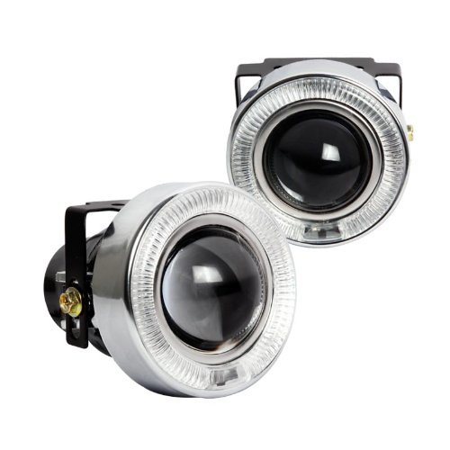 3 UNIVERSAL LED HALO PROJECTOR SUPER WHITE 55W FOG LIGHT KIT BLUE